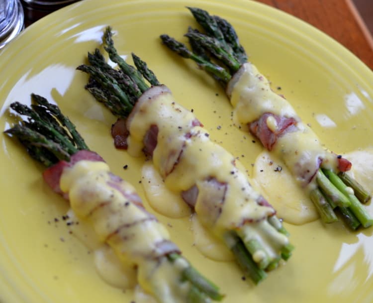 Bacon Wrapped Asparagus with Easy Hollandaise Small Town Woman