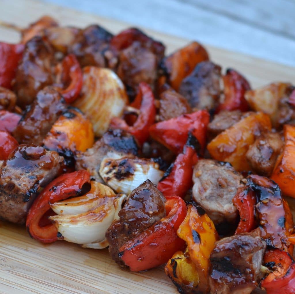 Spicy Barbecue Pork Pepper Shish Kabobs | Small Town Woman