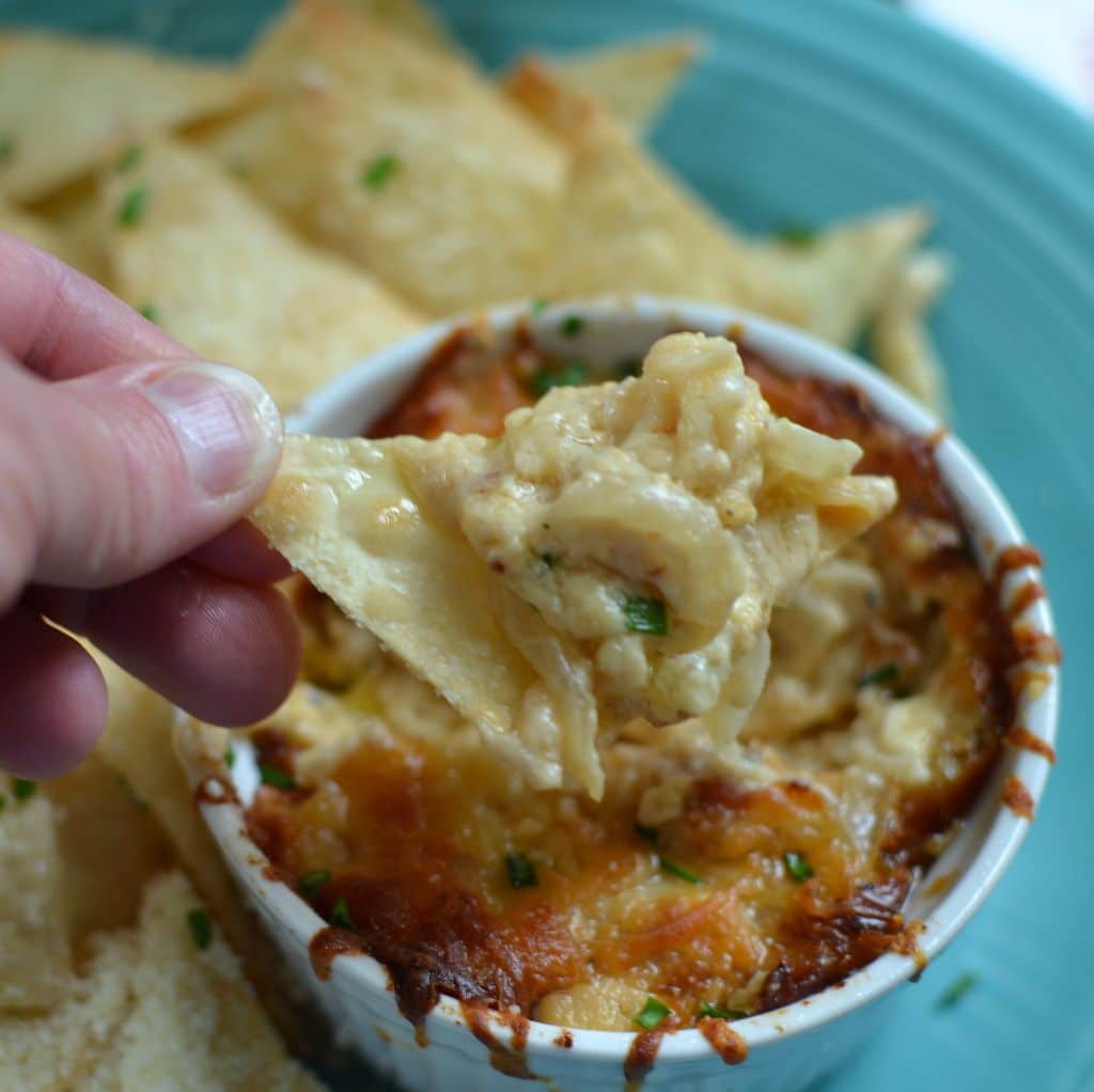 Vidalia Onion Dip with Parmesan Wonton chips Small Town Woman