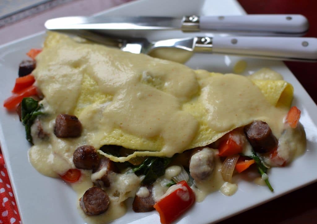 Sausage Link Spinach Cream Omelette Small Town Woman