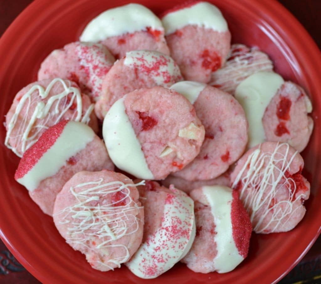 Maraschino Cherry Cookies on a plate. 