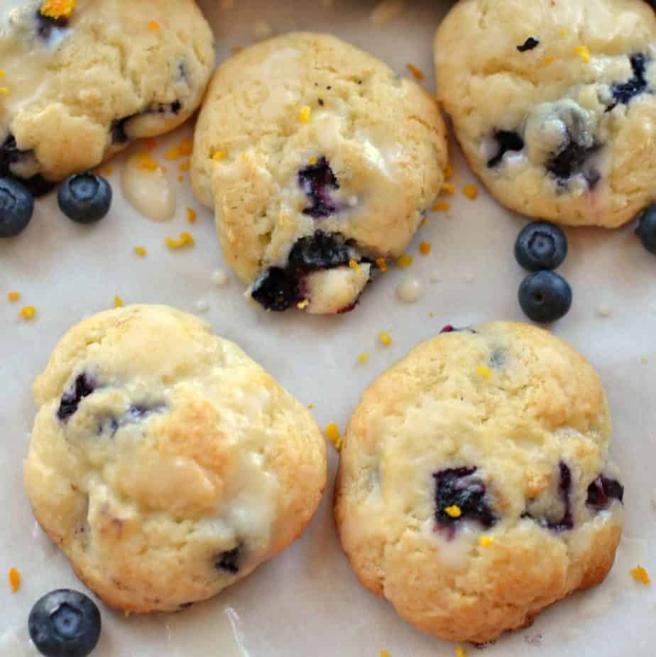 These Blueberry Cookies are made with an easy boxed cake mix and topped with a simple orange glaze.