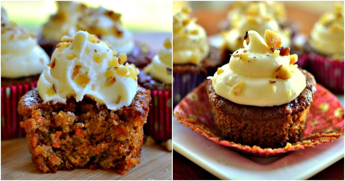 Carrot Cupcakes with White Chocolate Cream Frosting