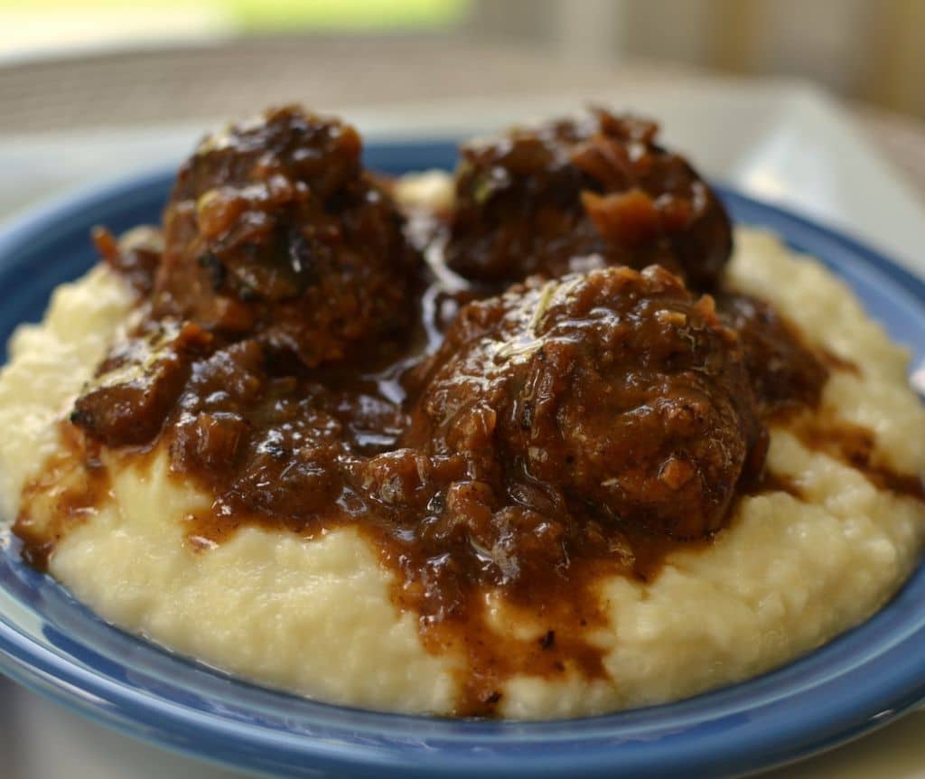 French Onion Meatballs & Smashed Cauliflower Small Town Woman
