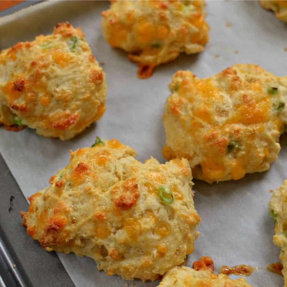 These Cheddar Drop Biscuits are so easy you can whip them up real quick for your crew.