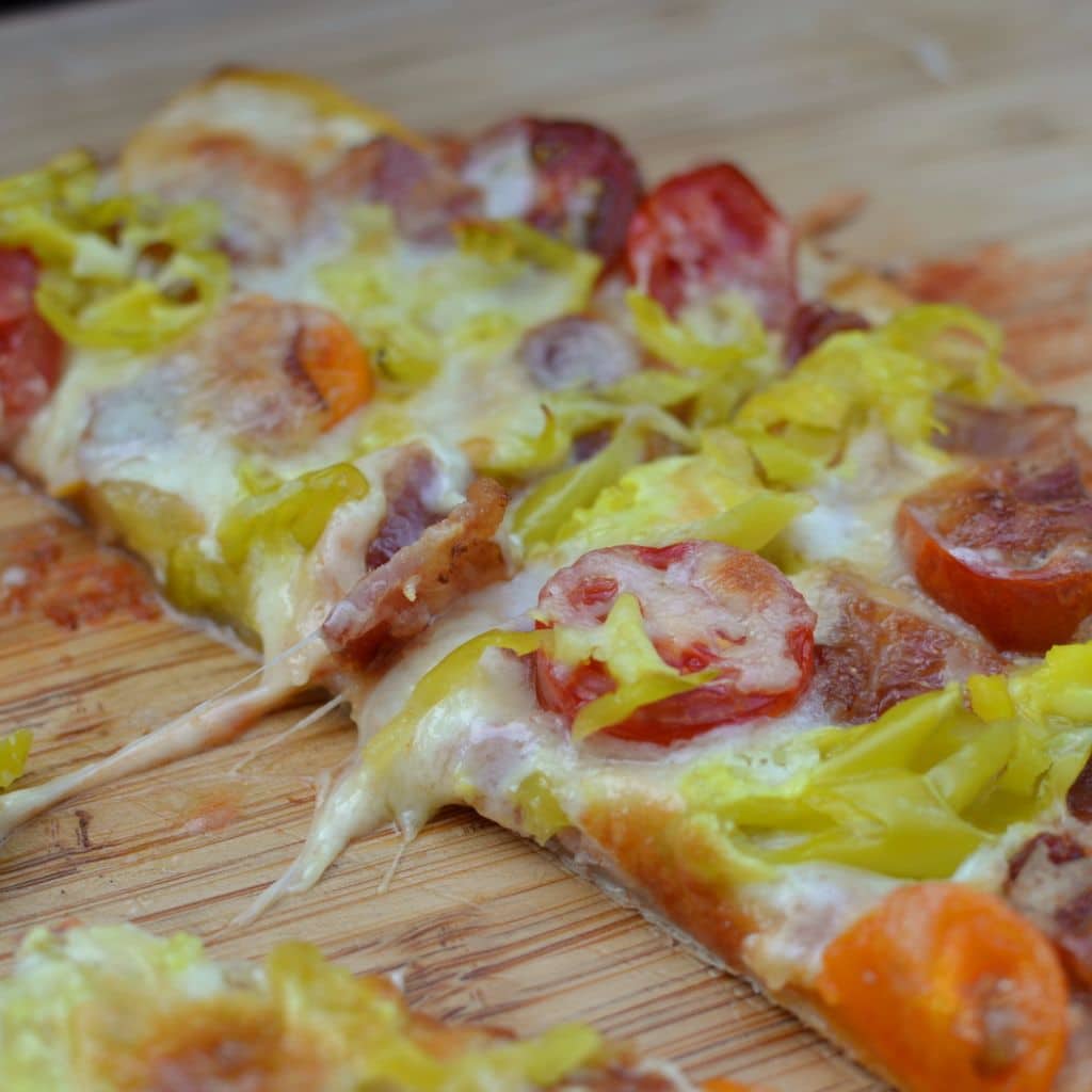 Grilled Peperoncini Bacon Tomato Flatbread Small Town Woman