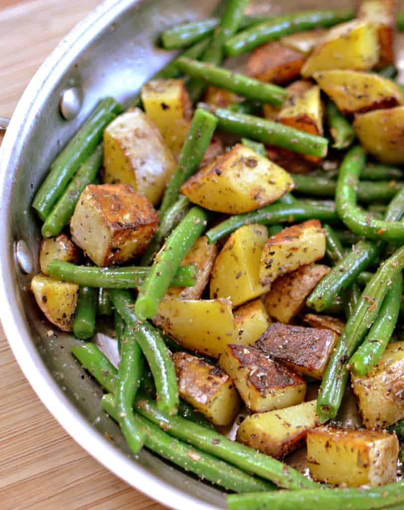 Pan Fried Potatoes and Green Beans - Small Town Woman