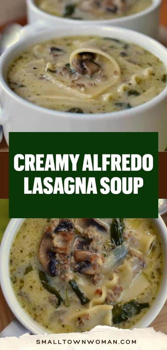 Creamy Alfredo Lasagna Soup Small Town Woman