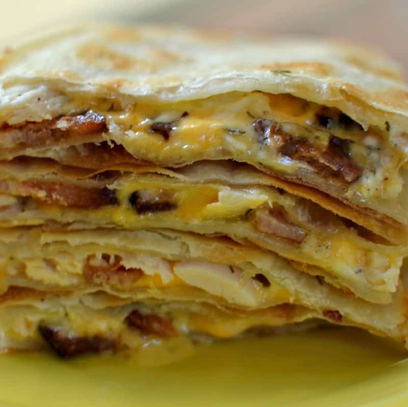 The flavors of chicken, bacon, ranch and cheese meld together in this Chicken Quesadilla like a fine tuned instrument.