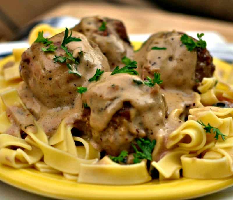 One skillet delicious and easy turkey meatballs in a rich cream sauce