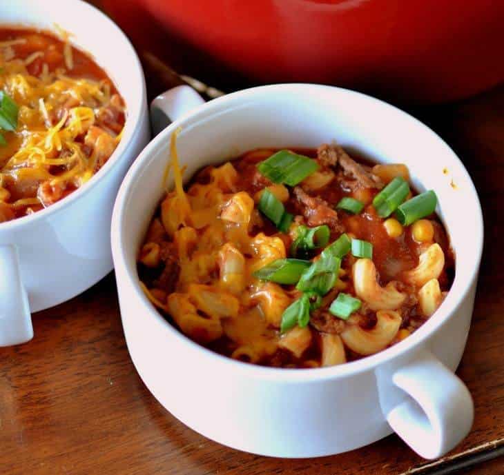 This hearty beef and macaroni chili recipe is an easy one-pot dinner
