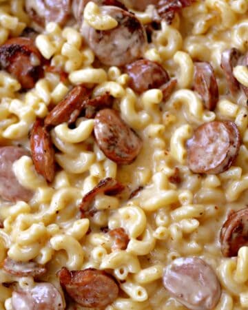 Bacon Chicken Sausage Macaroni and Cheese