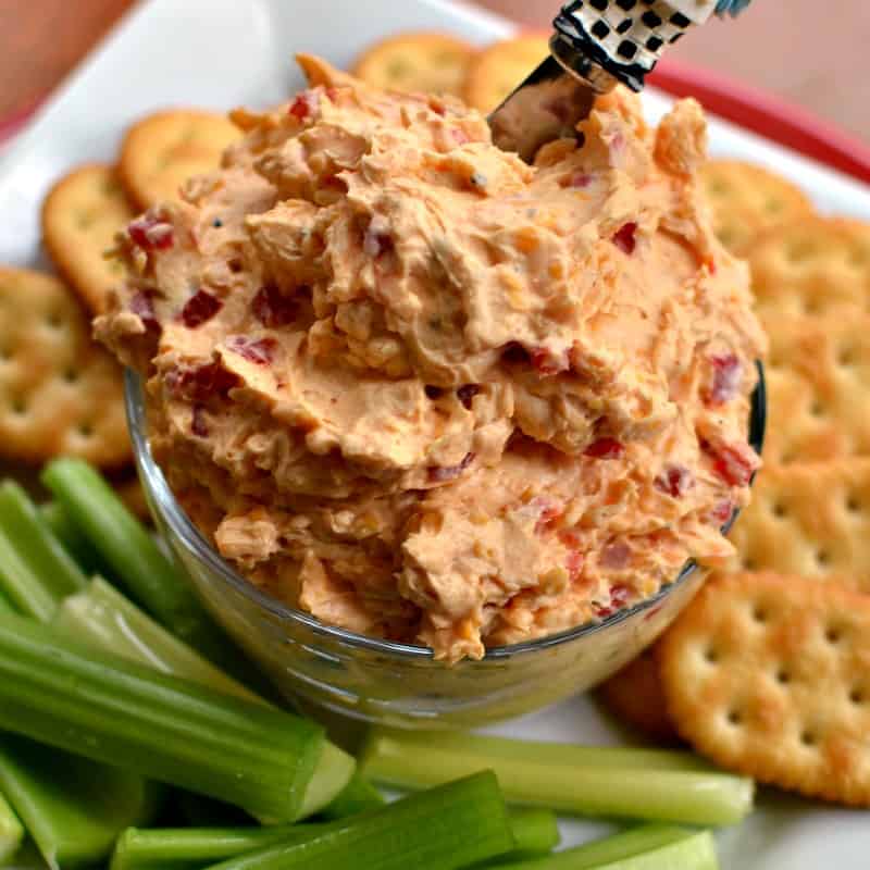This crazy good Quick Southern Pimento Cheese can be prepared in advance and stored in an airtight container. 
