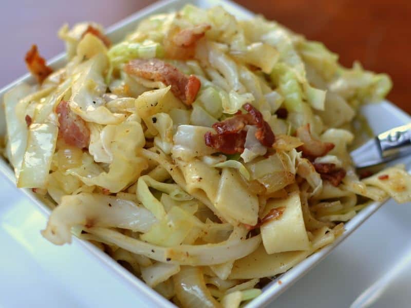 Savory Bacon Cabbage and Noodles Small Town Woman