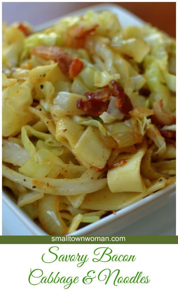 Savory Bacon Cabbage and Noodles Small Town Woman