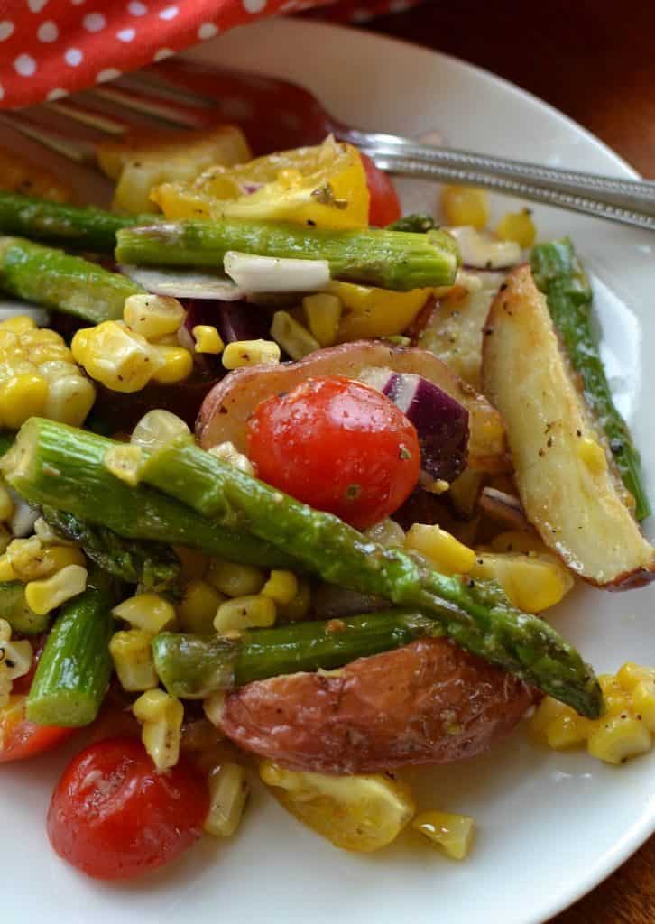 Fresh Roasted Vegetable Salad with Lemon Vinaigrette makes a healthy and delicious lunch or dinner