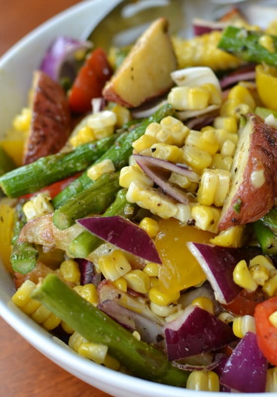 Roasted Vegetable Salad with Lemon Vinaigrette is a healthy and refreshing salad that's perfect for a light lunch