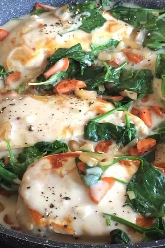 Asiago Chicken with Spinach Shallots Carrots Small Town Woman