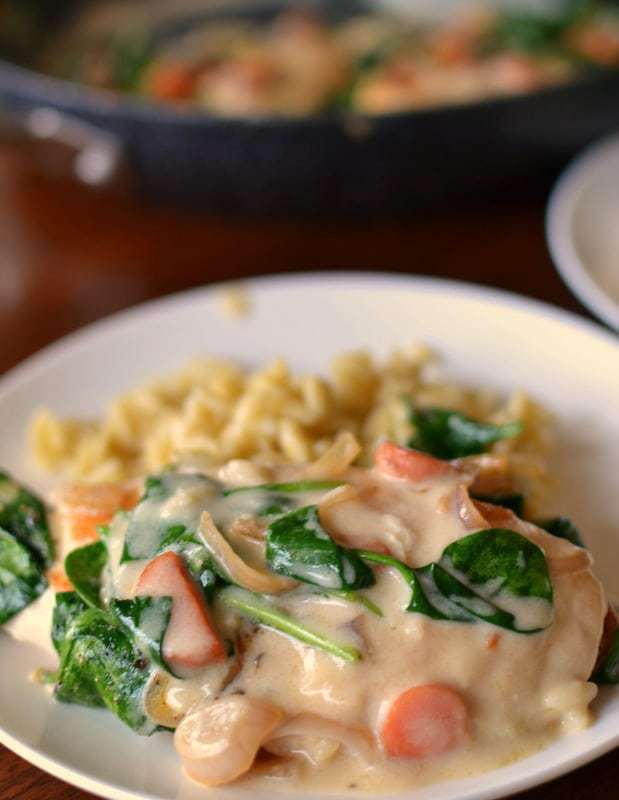 Asiago Chicken with Spinach Shallots Carrots Small Town Woman