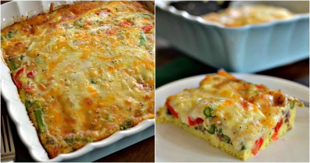Cheesy Pepper Asparagus Breakfast Casserole