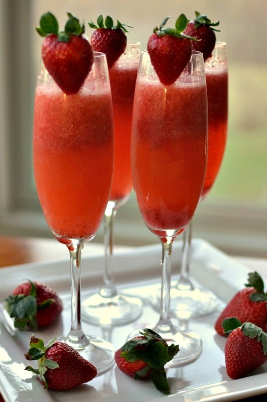 Frosty Strawberry Mimosas