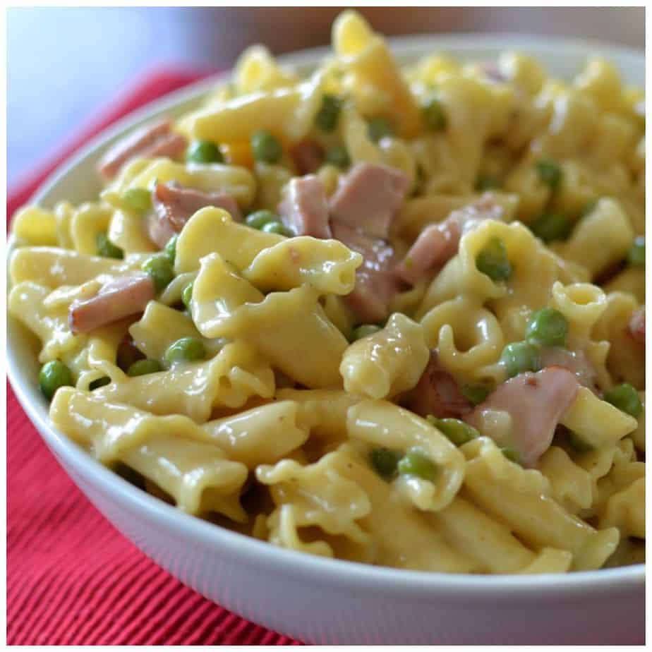 One Pot Cheesy Ham and Pea Campanelle | Small Town Woman
