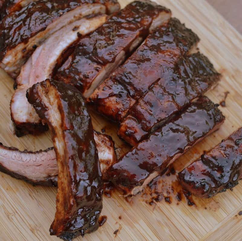 Balsamic Vinegar Barbecue Ribs are coated with a spicy dry rub to flavor the tender meat