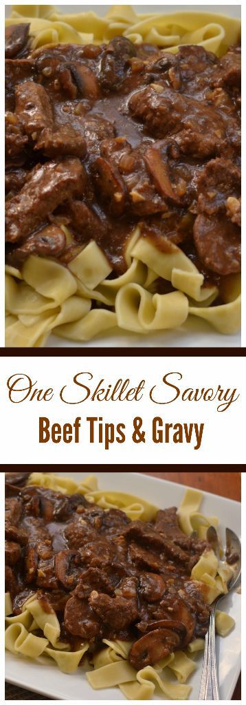 One Skillet Savory Beef Tips and Gravy | Small Town Woman