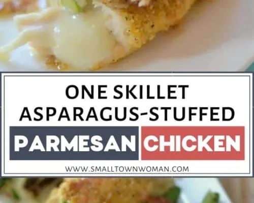 One Skillet Asparagus Stuffed Parmesan Chicken
