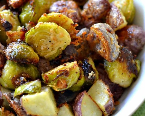 Roasted Potatoes and Brussels Sprouts