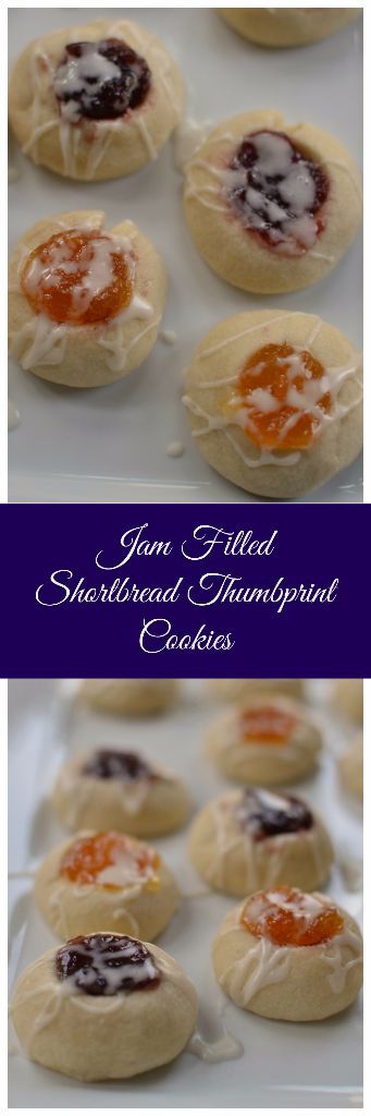 Apricot, Cherry, and Blackberry Jam-Filled Shortbread Thumbprint Cookies