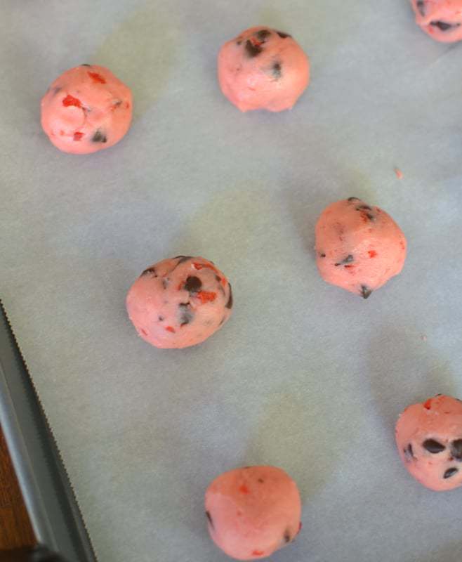You can make these cherry almond cookies ahead of time and freeze the dough so you can have ready to bake cookies any time