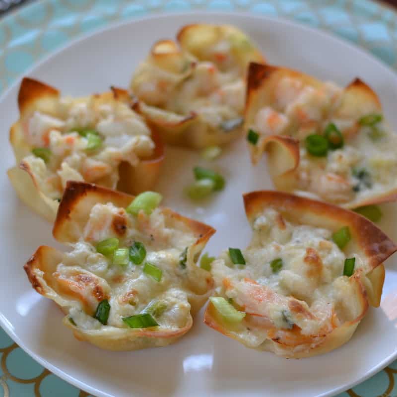 Triple Cheese Shrimp Dip Wontons