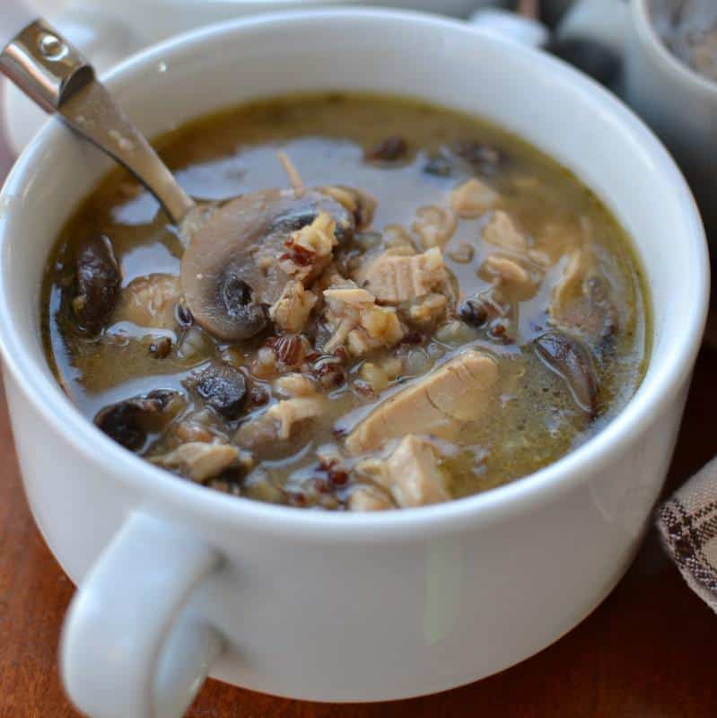 This satisfying and hearty turkey and wild rice soup has tender mushrooms in a perfectly spiced broth