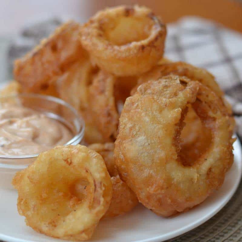 Beer Battered Onion Rings with Dipping Sauce Small Town Woman