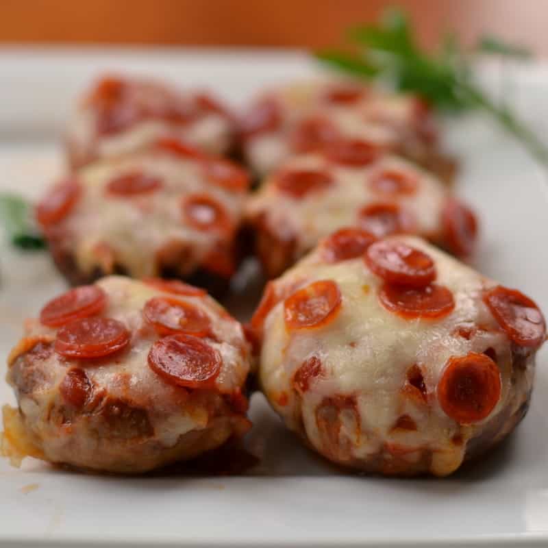 Pizza Mushrooms are an easy low carb appetizer that is perfect for parties