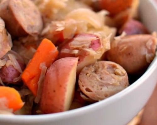 Crockpot Sauerkraut and Sausage