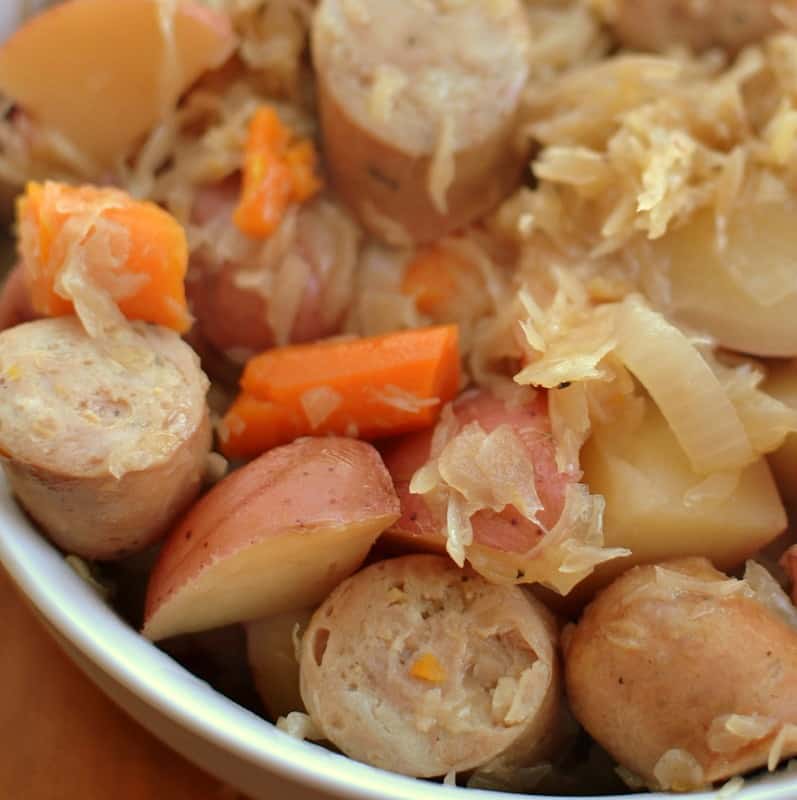 smoked sausage sauerkraut and potatoes
