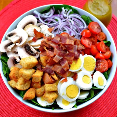 Spinach Salad with Warm Honey Mustard Vinaigrette - Small Town Woman