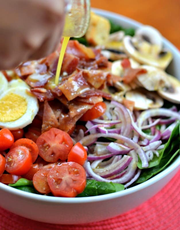 Spinach Salad with Warm Bacon Honey Mustard Vinaigrette