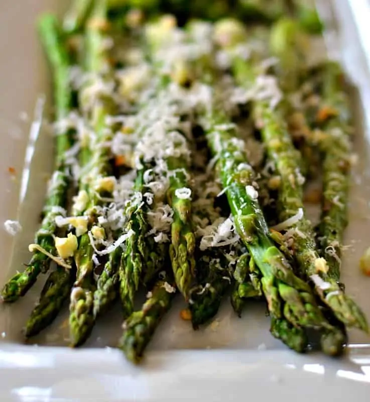 Family friendly oven roasted garlic Parmesan asparagus