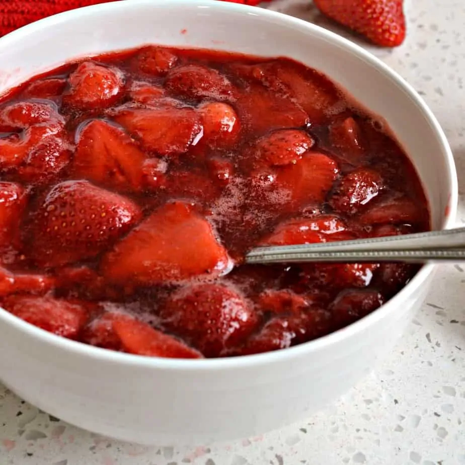 Serve Strawberry Sauce over ice cream, Belgian waffles, buttermilk pancakes, angel food cake, biscuits and cheesecake.