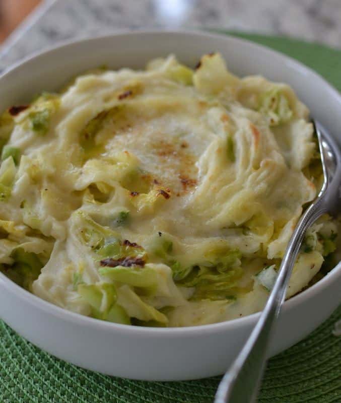 Traditional Irish Colcannon Mashed Potatoes and Cabbage