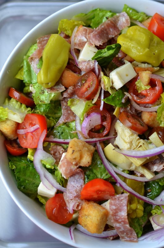 Packed with fresh vegetables like sweet peppers, tomatoes, and onions, this Italian salad is light, refreshing, and satisfying