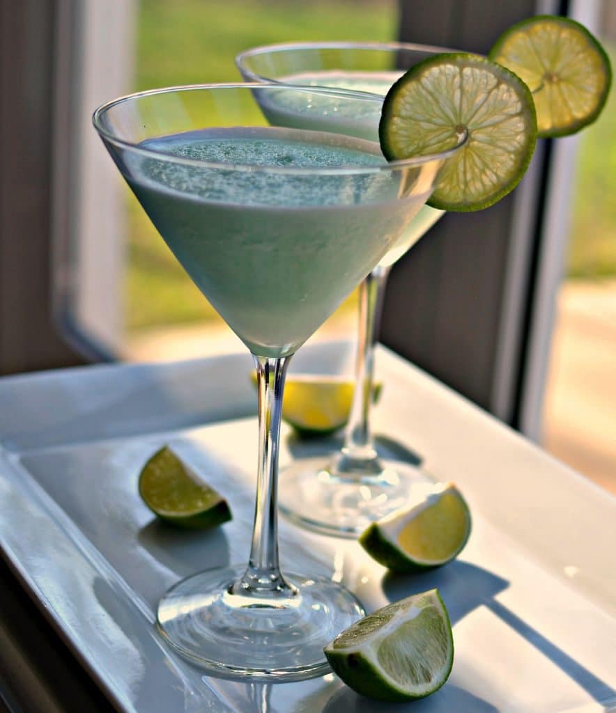 This blended key lime martini is a creamy, tangy cocktail that tastes like key lime pie in a glass