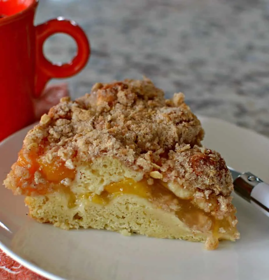 This Peach Coffee Cake is a family favorite and I love to serve it for brunch and holidays. 