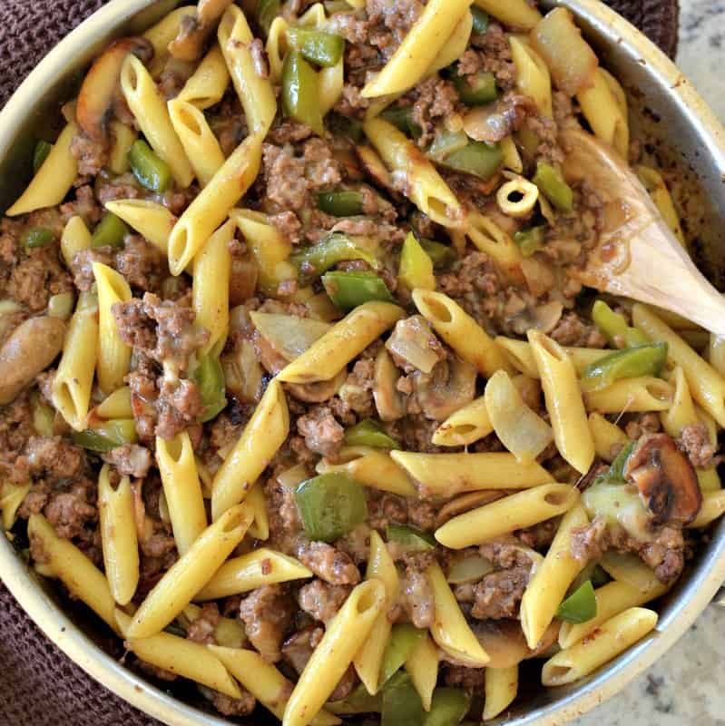 Philly Cheesesteak Pasta is an easy, delicious dinner packed with flavor