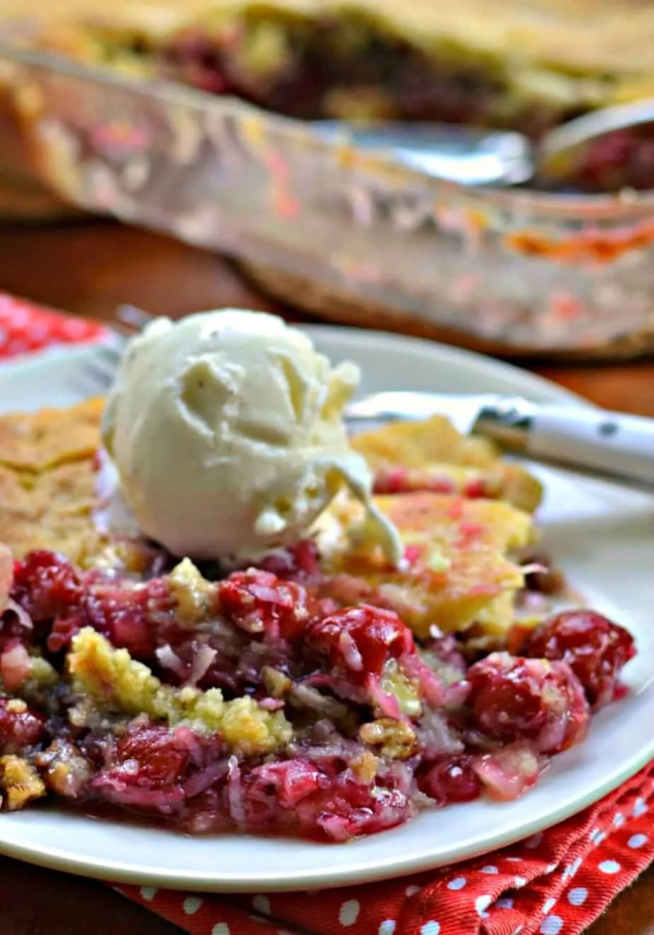 Cherry Dump Cake is an amazingly delicious easy dessert that takes less than ten minutes to put together.