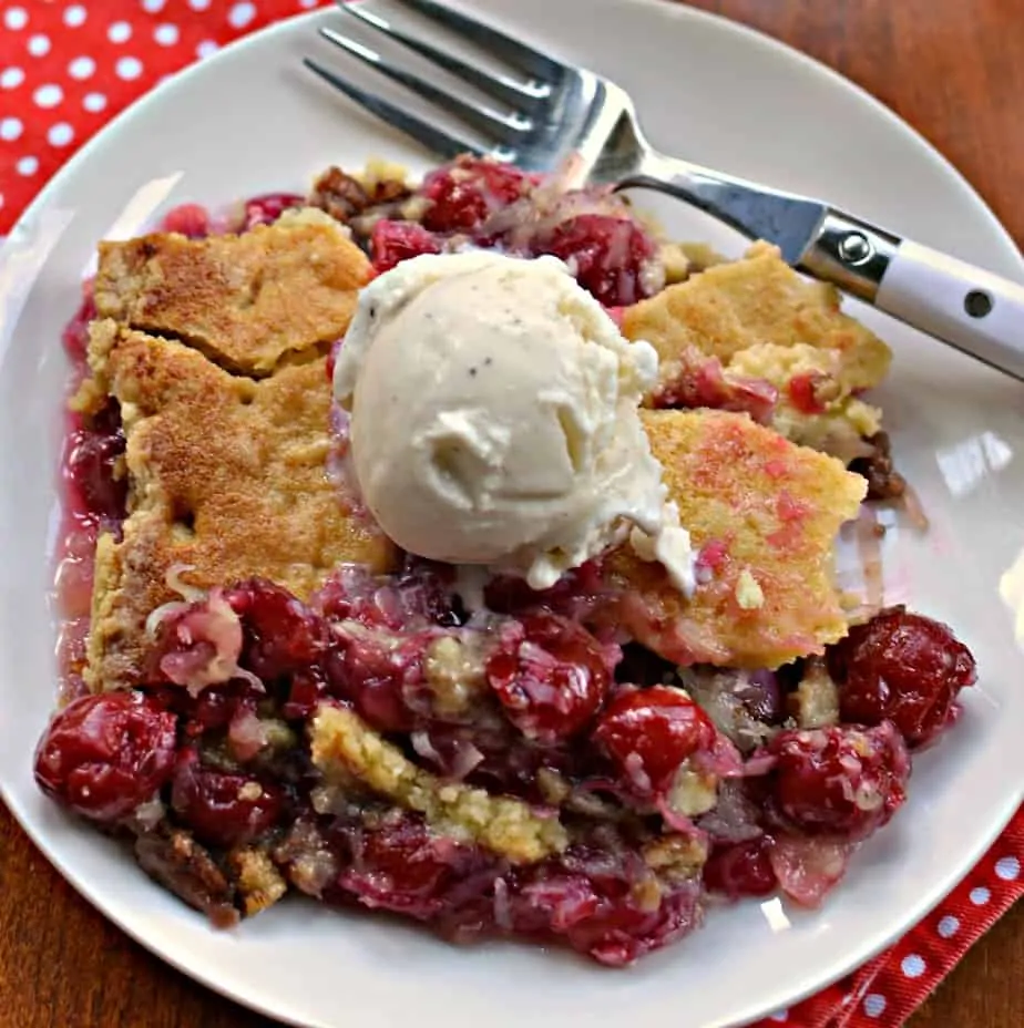This easy to make Cherry Dump Cake will remind you of your Grandma's cobbler.