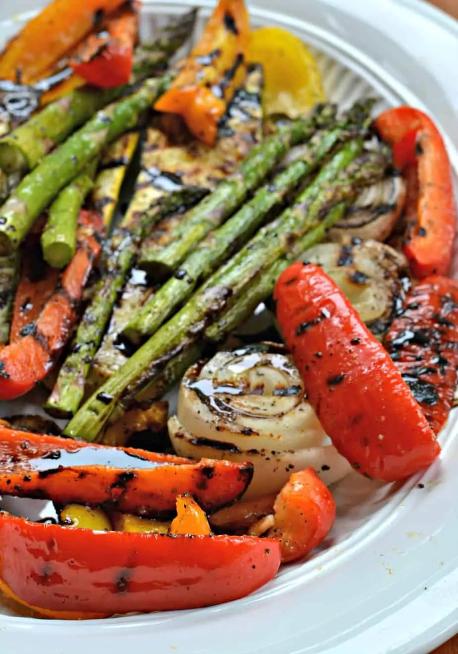 A fun and easy grilled vegetable recipe with a simple balsamic reduction sauce.  
